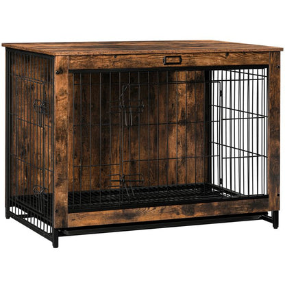 HOOBRO Möbel für Hundekäfige, XXXL Hundekäfig, 38"Haustiermöbel aus Holz mit ausziehbarem Tablett, Heim- und Innengebrauch, Moderner Beistelltisch mit Doppeltür für mittelgroße/große/kleine Hunde, Kaubeständig