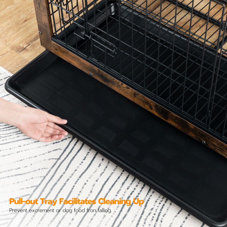 HOOBRO Möbel für Hundekäfige, XXXL Hundekäfig, 38"Haustiermöbel aus Holz mit ausziehbarem Tablett, Heim- und Innengebrauch, Moderner Beistelltisch mit Doppeltür für mittelgroße/große/kleine Hunde, Kaubeständig