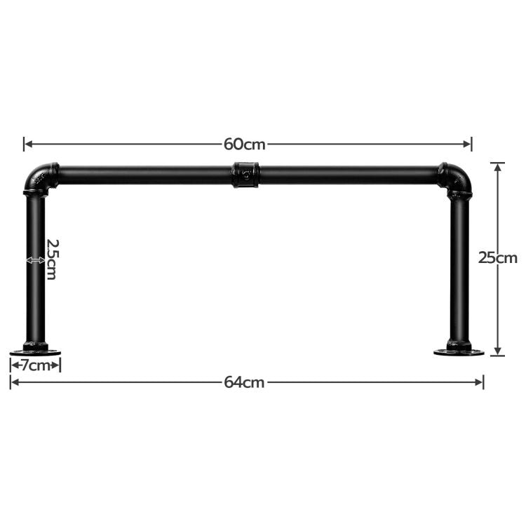 HOOBRO Industrierohr Kleiderstangen 2er Set, 64 cm Garderobenstangen Wandmontage, Abnehmbare Kleiderständer, bis 30 kg belastbar, Platzsparend, Flur, Wohnzimmer