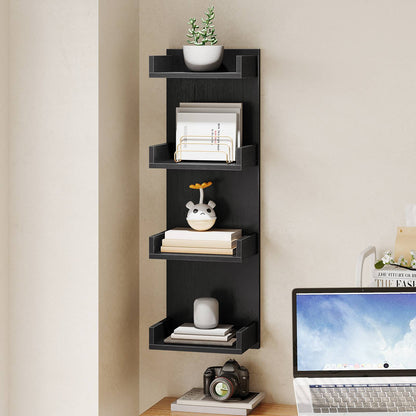 HOOBRO 4 Tier LED Lighted Display Floating Wall Shelves for Bedroom & Gaming Room