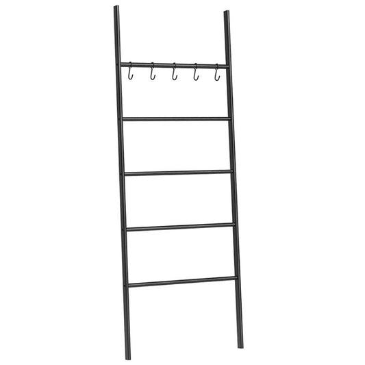 HOOBRO Handtuchleiter, Leiterregal, Handtuchständer mit 5 abnehmbare Haken, Stabil, Platzsparend, für Eingang, Arbeitszimmer, Schlafzimmer, einfache Montage