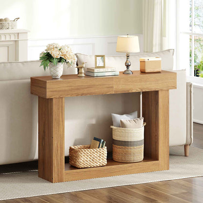 HOOBRO 63 Inch Extendable Farmhouse Console Table with Storage, Entryway Sofa Table