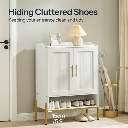 HOOBRO Schuhschrank, Schuhregal mit 2 Türen, Schuhaufbewahrung, Schuhkommode, Verstellbaren Regalen, Offenes Fach, Platzsparend, für Flur, Wohnzimmer