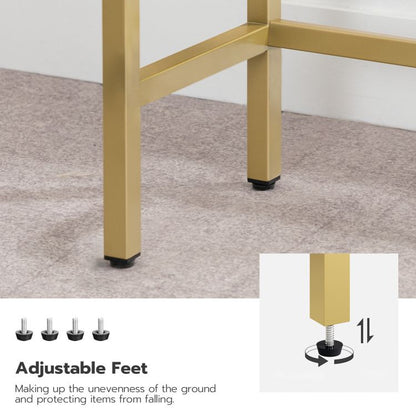 HOOBRO Konsolentisch Gold Flurtisch Gehärtetes Glas Sofatisch Schlank Eingangstisch Modern Konsole Sofatisch Metallgestell 100x22x80cm Beistelltisch für Wohnzimmer