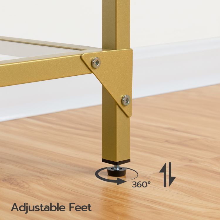 HOOBRO Konsolentisch mit Ablagen, 100 cm Beistelltisch, Hartglas, Eingangstisch, moderner Sofatisch, Ausstellungstisch, Metallgestell, für Wohnzimmer, Flur