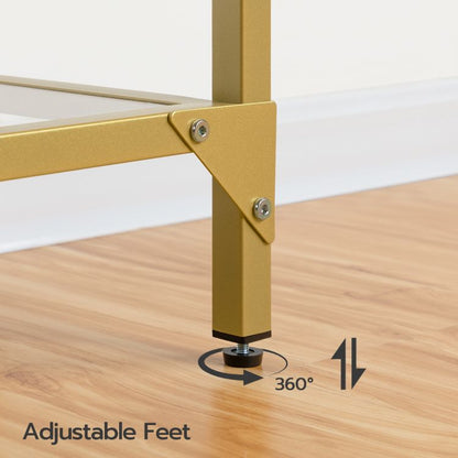 HOOBRO Konsolentisch mit Ablagen, 100 cm Beistelltisch, Hartglas, Eingangstisch, moderner Sofatisch, Ausstellungstisch, Metallgestell, für Wohnzimmer, Flur