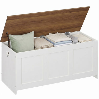 HOOBRO White Farmhouse Wooden Storage Chest for End of Bed